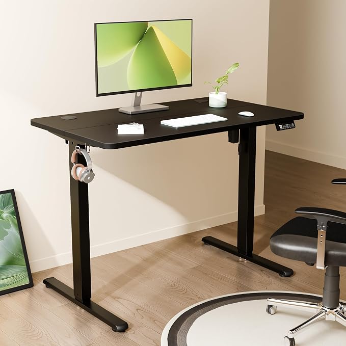 40"x24" Standing Desk, Height Adjustable Sit-Stand Home Office, Black | Electric Adjustable Standing Desk, Sit to Stand Computer Office Desk with Splice Board, Memory Preset, Lifts 28.7''-46.5"