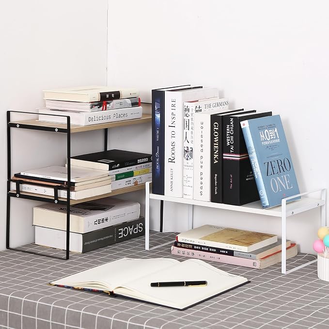 YGYQZ Desk Shelf Organizer, 1-Tier Desktop Bookshelf, White | Cute Minimalist Style, Modular Desktop Storage, Space-Saving Organization, Ideal for Office & Dorm