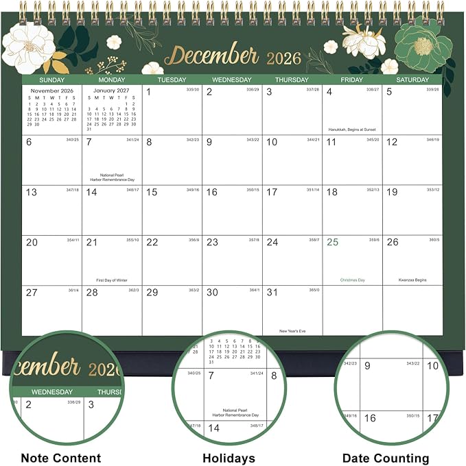 2026-2027 Desk Calendar - Flip Desktop Calendar 2026-2027, JUL. 2026 - DEC. 2027, 10" x 8.3", Stand up Desk Calendar 26-27, Twin-Wire Binding