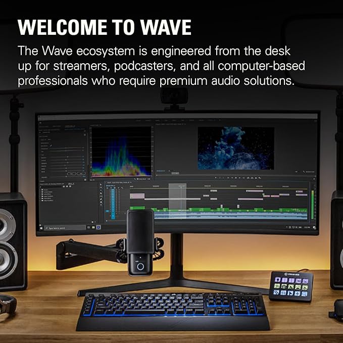Elgato Wave Mic Arm LP - Premium Low Profile Microphone Arm with Cable Management Channels, Desk Clamp, Versatile Mounting, and Fully Adjustable – For Podcasting, Streaming, Gaming, and Home Office