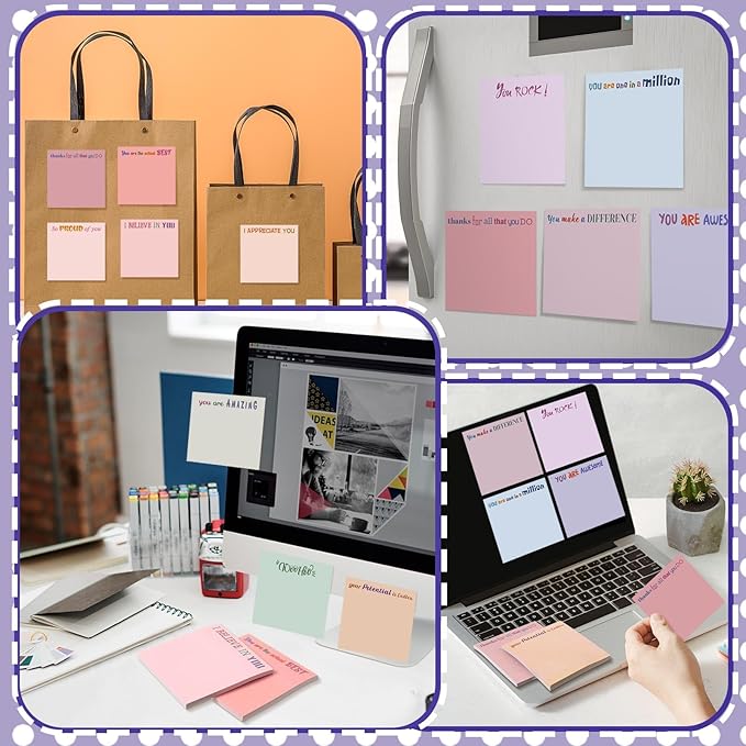 Yinder 24 Pcs Inspirational Sticky Notes Thank You Gift Motivational Sticky Note Pad Employee Appreciation Gift Bulk for Staff Coworker Teacher Nurse Office Groups 3 x 3'' (Thank You,Aesthetics)