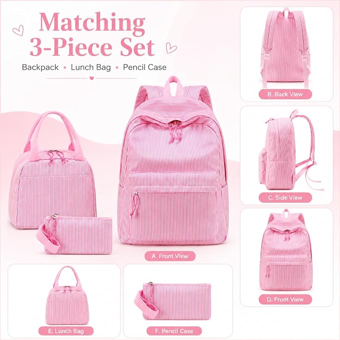 BTOOP School Backpacks for Teen Girls Bookbags Lightweight Kids Backpack School Bags Set with Lunch Box Pencil Case