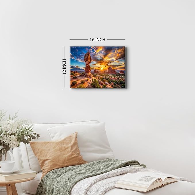 Sunset Nature Desert Wall Art Zion National Park Poster Canvas Prints Photo for Living Room Bedroom, USA Utah Arches Mountain Landscape Picture Painting Prints Artwork Home Decorations 12x16"