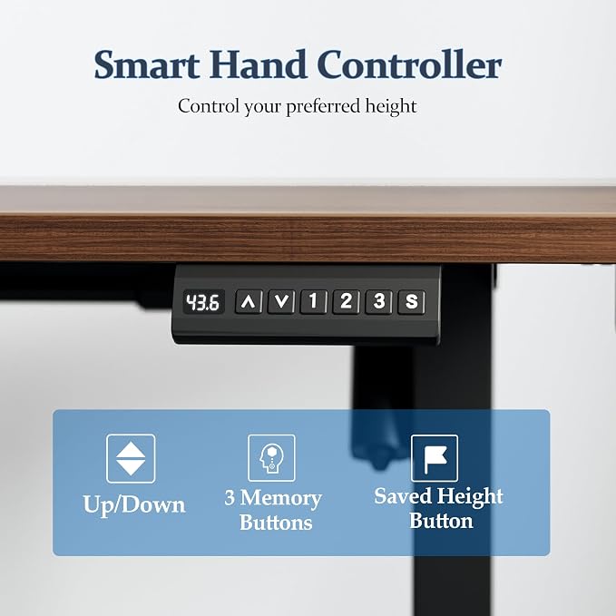 Klicelor L Shaped Standing Desk 63 x 55 Inch, Electric Height Adjustable Corner Desk for Home Office Workstation, Ergonomic Sit Stand Computer Table with Memory Controller, Dark Walnut