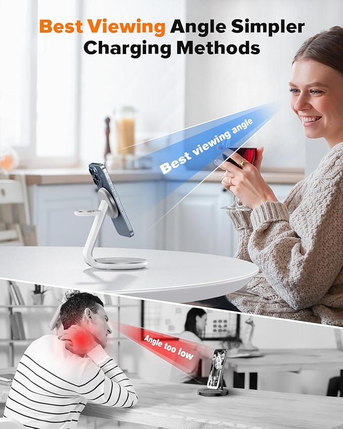 3 in 1 Charging Station Compatible with Magsafe Charger Wireless Charger Stand for iPhone 17 16e 16 15 14 13 12 Wireless Charging Station for AirPods Wireless Charging Stand for iWatch Series