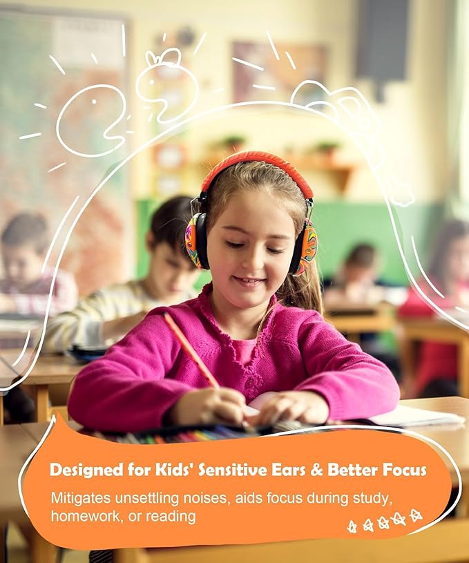 PROHEAR 032 Kids Ear Protection – Ear Muffs for Noise Reduction, 25NRR Noise Cancelling Headphones for Toddlers, Autism, Sensory Use, Hearing Protection – Orange