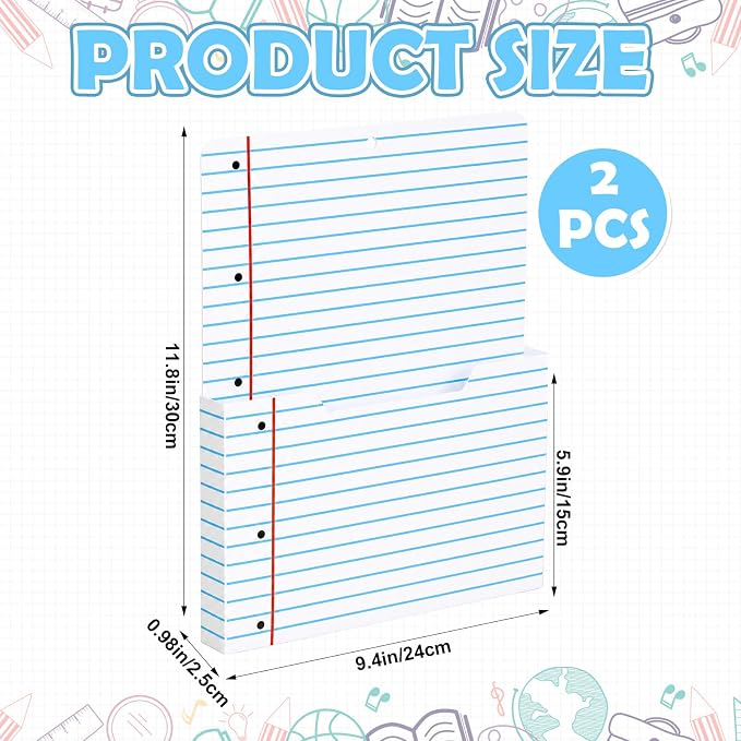Gilprop 2 Pcs Notebook Line Magnetic File Folder Holder Pocket File Organizer Classroom Decor Teacher Desk Accessories for Whiteboard Mail Paper Book No Drilling School Desk Door Classroom Essential