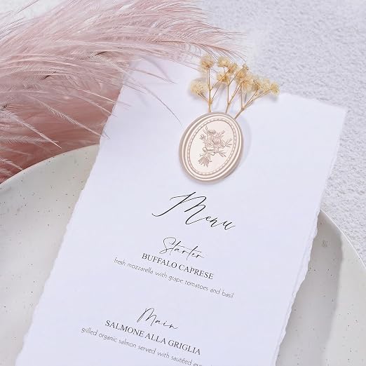 UNIQOOO Wax Seal Stickers - Vintage Photo Frame Floral Bouquet Wedding Invitation Envelope Seal Stickers, 50 Pcs Self-Adhesive Champagne Stickers, Perfect for Invitation, Christmas, Gift Wrapping