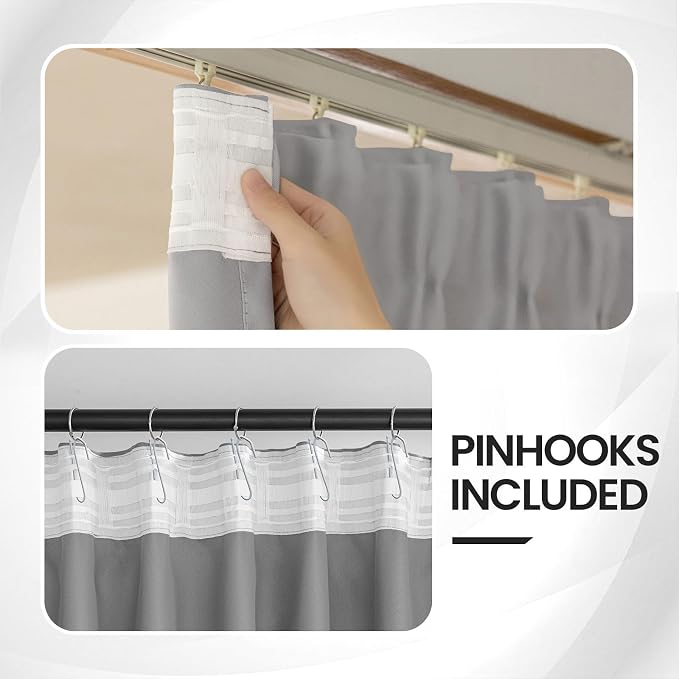 Floor to Ceiling Curtains for Wall Ceiling Mount Track - Blackout Hanging Room Divider Curtains for Ceiling Track System or Rod with Hooks - Room partition Extra Wide Curtain, 1 Panel
