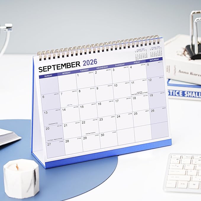 2026 Desk Calendar - Desktop Calendar 2026, Jan. 2026 - Dec. 2026, 12 Months Desk Calendar 2026, Standing Flip Calendar 2026, 9.8" x 8.3", Thick Paper