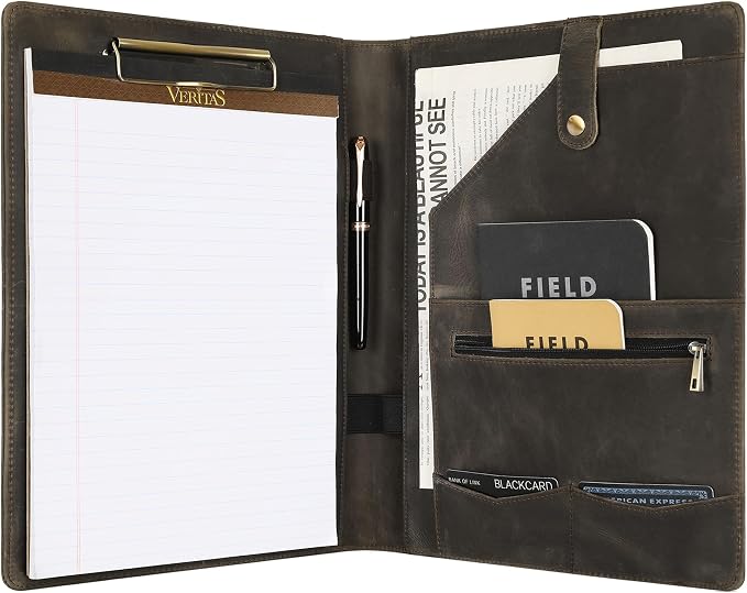 Personalized Leather Portfolio for Lefty, Engraved Leather Clipboard Portfolio Binder, Custom Leather Padfolio Leather Legal Portfolio, Christmas Gift for Him/Her (Clipboard, Grey-Custom)