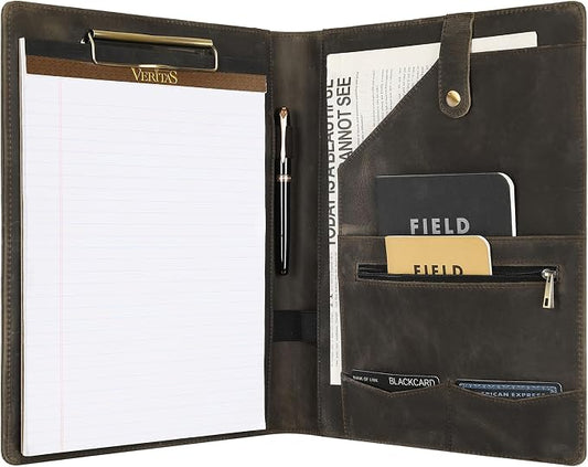 Personalized Leather Portfolio for Lefty, Engraved Leather Clipboard Portfolio Binder, Custom Leather Padfolio Leather Legal Portfolio, Christmas Gift for Him/Her (Clipboard, Grey-Custom)