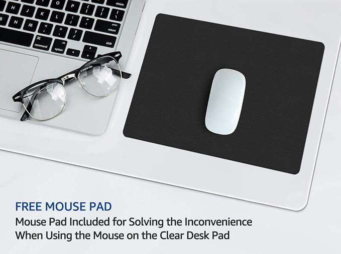 24 X 60 Inch XL Desk Pad Protector Clear Desk Mats Blotter on Top of Desks for Laptop Computer Keyboard PVC Vinyl Large Desktop Writing Mat Cover With Mouse Pad Transparent Waterproof Wipeable Plastic