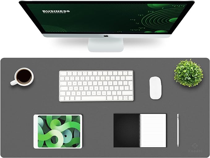 K KNODEL Large Office Leather Desk Mat, Mouse and Keyboard Pad, Computer and Laptop Mat, Desktop Protector and Cover, Writing Pad and Blotter (35.4"x17", Dark Gray)