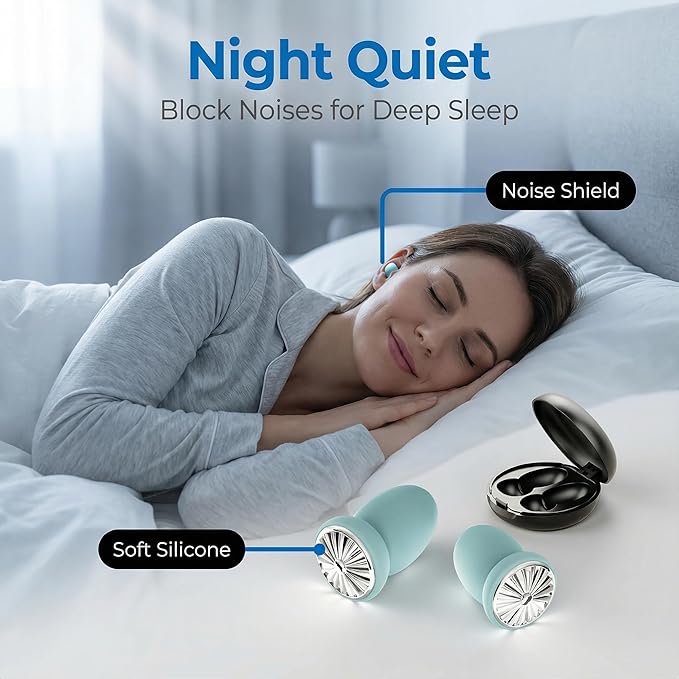 New Shock-Absorbing, soundproof, Sleep Noise Cancelling earplugs, Reusable Noise Cancelling earplugs, Silicone Hearing Protectors for Work and Travel (Blue and Silver)