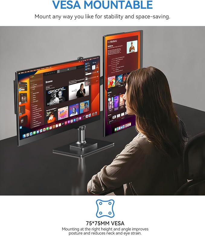 UPERFECT 17.5" Portable Monitor 1920×1200 FHD 16:10 IPS 125% sRGB 400 nits USB-C & HDMI Laptop Extender with 180° Adjustable Stand, Travel Second Screen for MacBook, PC, Phone & Gaming