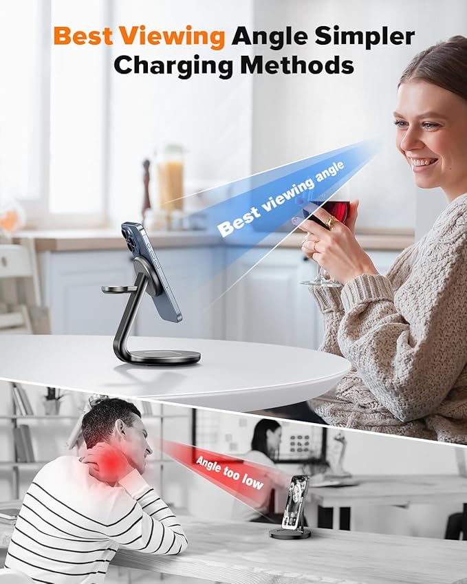 3 in 1 Charging Station Compatible with Magsafe Charger Wireless Charger Stand for iPhone 17 16e 16 15 14 13 12 Wireless Charging Station for AirPods Wireless Charging Stand for iWatch Series