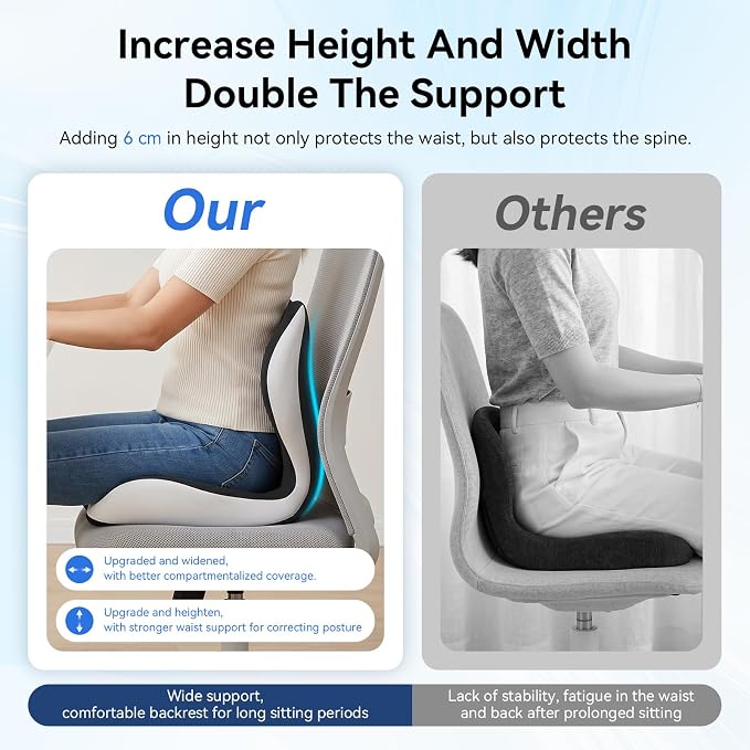 Seat Cushion for Office Chair and Car, Lumbar Support Pillow for Chair | Memory Foam Ergonomic Orthopedic Cushion Relieve Tailbone Sciatica Lower Back Pain for Office Desk Chair, Car, Truck
