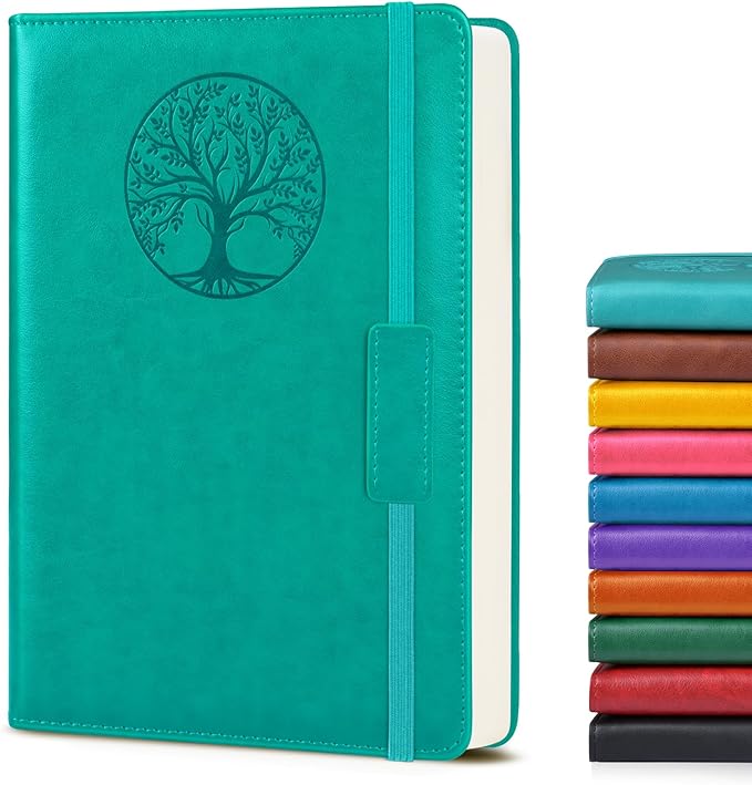 Biuwory Lined Journal Notebook for Women Men, A5 Hardcover Blue Vintage Leather Journals for Writing, College Ruled Notebooks for School Business Work Travel Daily Diary Notepad, 140 Pages, 5.7"×8.3"