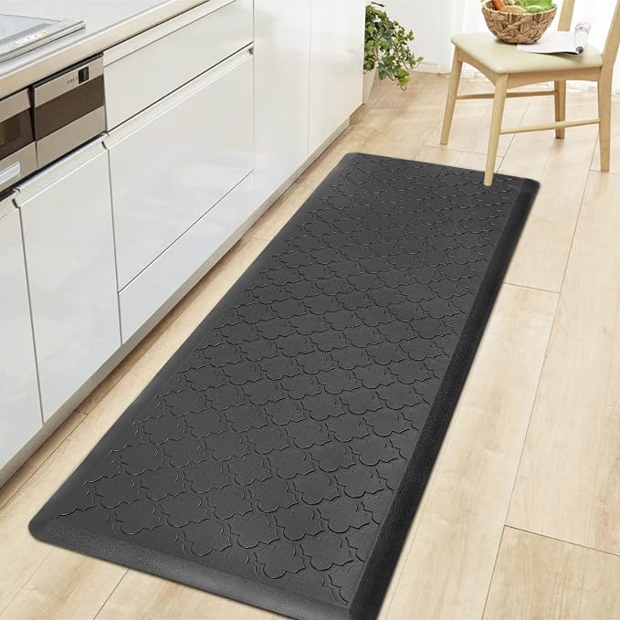 HEBE Anti Fatigue Kitchen Mats for Floor 17.3"x48", Cushioned Standing Mat | Non Slip Waterproof Kitchen Runner Rug, Heavy Duty Padded Foam Comfort Mat Floor Carpet for Standing Desk, Laundry, Sink
