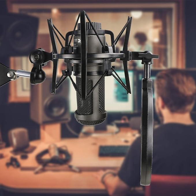 AT2020 Shock Mount with Pop Filter, Windscreen and Shockmount to Reduce Vibration Noise for AT2020USB+ Condenser Mic by YOUSHARES