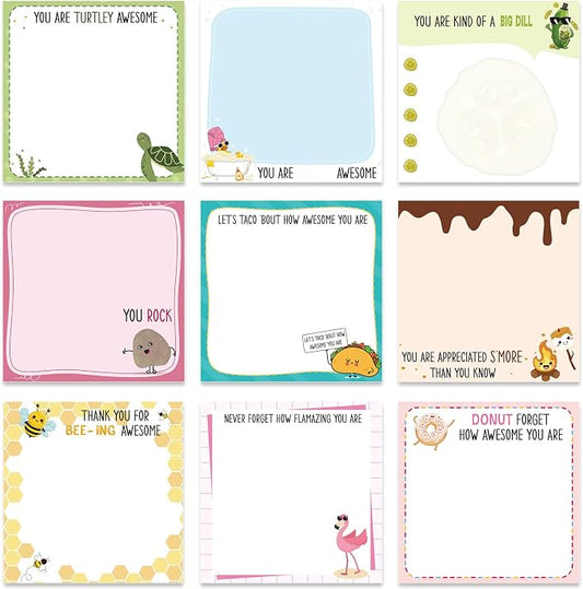 Inspirational Sticky Notes Gifts - 9 Pack Fun Positive Notepads 3x3 Inches, Motivational Self-Adhesive Memo Pads, Office Study Supplies Positive Gift for Teacher Nurse Coworkers (450 Sheets)