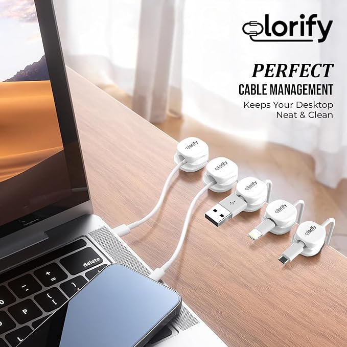 12 Pack Spring Cable Clips, White Adhesive Cord Organizer for | Desk, Phone Charging Cords Holder, Car Cable Management, Cable Clips for Computer & Nightstand Charger Clips