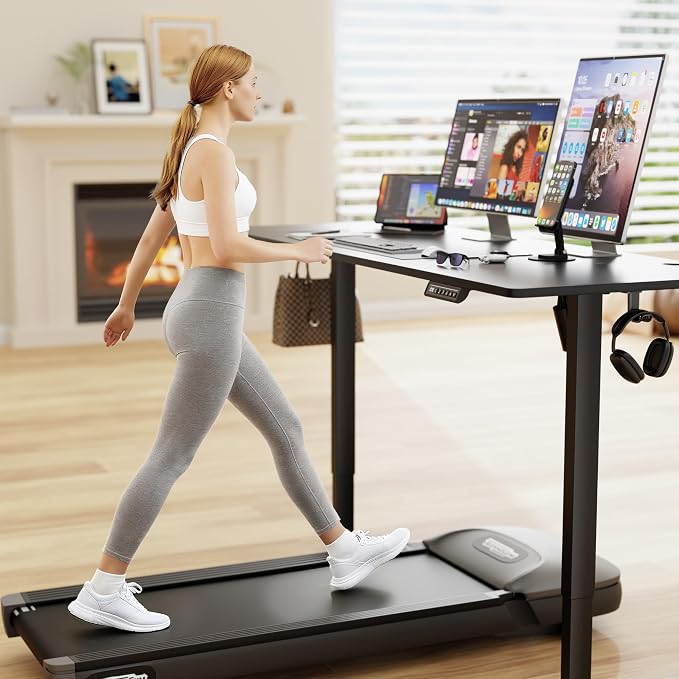 Furmax Electric Standing Desk, 63 x 24 Inches Sit Stand up Desk, Sit Stand Height Adjustable Home Office Desk with 4 Height Position Memory (Black, 63)