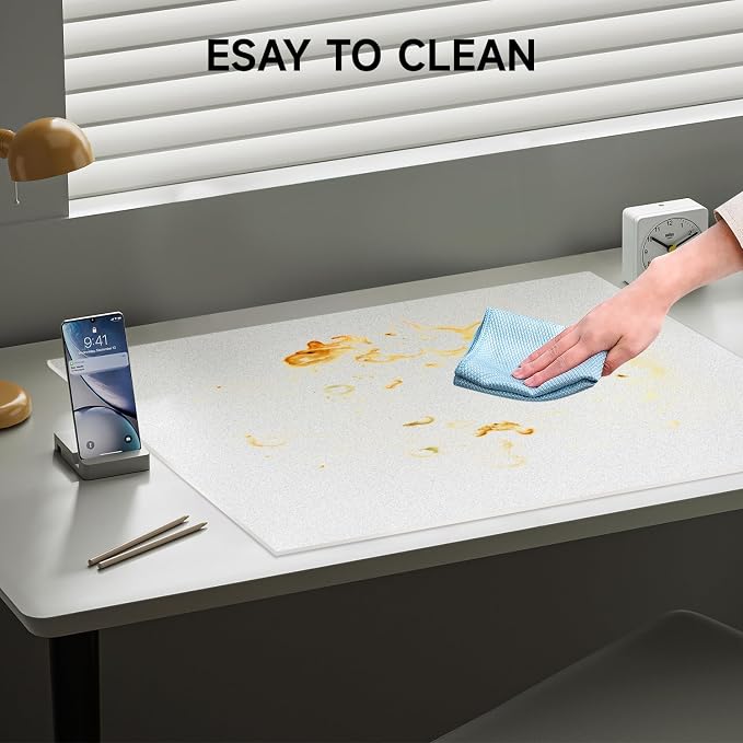 VASUHOME 24" x 18" Clear Tempered Glass Desk Mat - Multi-Functional Desk Pad for Keyboard and Monitor Protection, Dry Erase Surface, Ideal Table Top Protector for Home & Office