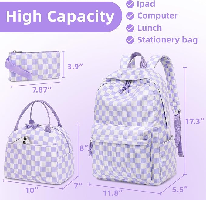 LEDAOU Backpack for Girls School Bag Kids Bookbag Teen Backpack Set Daypack with Lunch Bag and Pencil Case | Kids