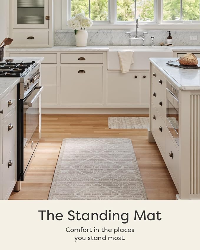 House of Noa Nama Standing Mat – Anti-Fatigue Kitchen Mats for Floor, Cushioned & Non-Slip Comfort Mat for Standing, Thick Foam Anti-Fatigue Mat for Kitchen & Workspaces, Ula Driftwood 22" x 36"