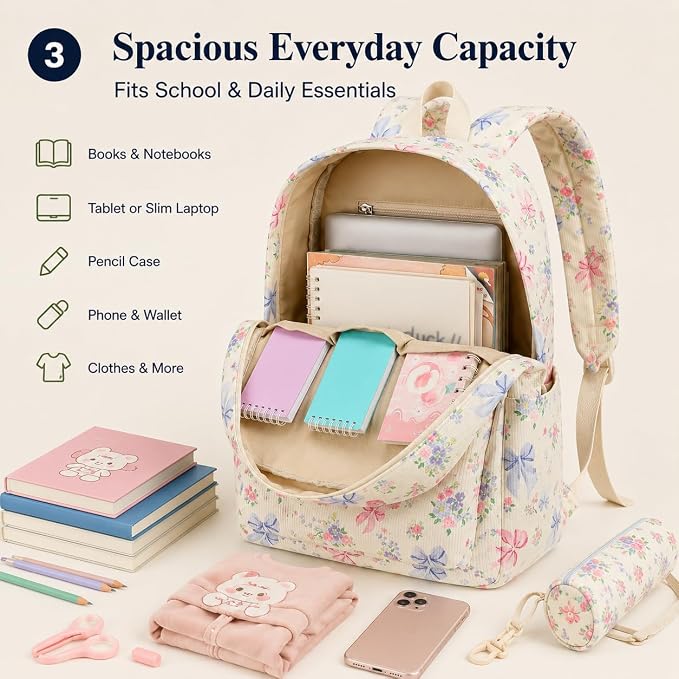 Bluboon School Backpack Set Girls Womens Laptop Bookbag Casual Daypack Fits 15 inch Laptop with Lunch Tote Bag and Pencil Bag