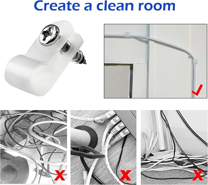 1/4 Inch R-Type Clip Clamp, 100 Pcs | Nylon P-Type Mounting Clips, Cable & Wire Management, Stainless Steel Screws Included