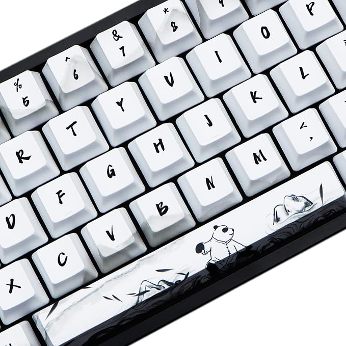 MOLGRIA Keycaps 68 Set Ink Panda for 68 Keys Keyboard, Custom PBT OEM Profile Key Caps with Keycap Puller for Cherry MX Khail Switches Gaming Keyboard