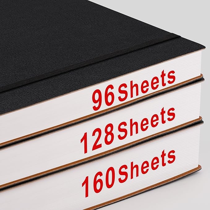 AHGXG Dotted Journal - 320 Pages Dot Grid Notebook B5 Large Journal, 100gsm Thick Dotted Paper, Leather Softcover, with Journal Stencils, Inner Pocket, 7.6'' X 10'', Black