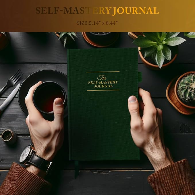 Self-Mastery Journal for Men & Women - Gratitude Journal for Daily Reflection, Mindfulness, and Self-Care - Guided Manifestation Journals - Inspirational Goal Journals with Pen Holder (Dark Green)