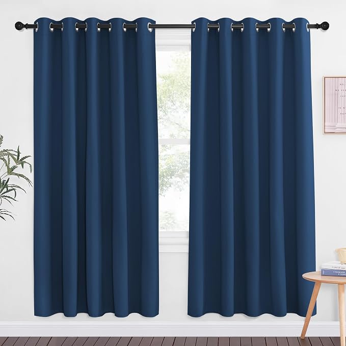 NICETOWN Moroccan Blue Blackout Curtains for Bedroom 72 Inches Long, Thermal Insulated Room Darkening Grommet Window Curtains for Living Room Nursery, 66 inch x 72 inche, 1 Panel