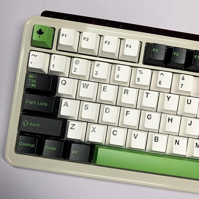 Fogruaden PBT Keycaps Set, Cherry Profile Custom Keycap for Mechanical Keyboard Green White Keycaps