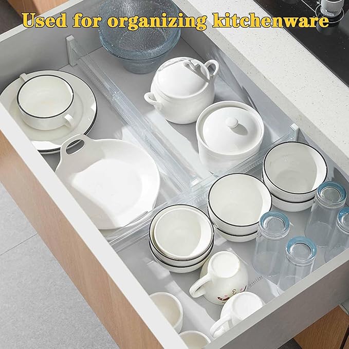 8 Pack Drawer Dividers for Clothes, 3.15" High 11.34"-19.69" Adjustable Expandable Dresser Drawer Organizer, Clear Plastic Separators for Dresser, Baby Clothing, Underwea
