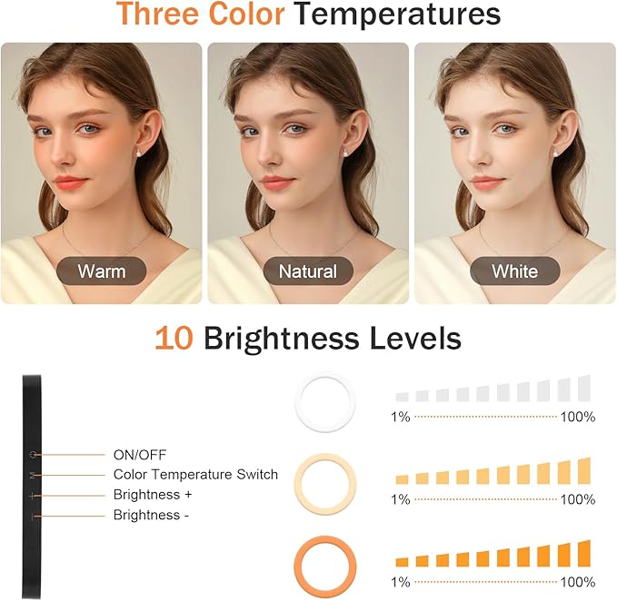 Video Conference Lighting Kit, Dual LED Lights for Live Streaming, Computer Lights are Used for Video Calls, Zoom, Games, Home Office Light, Laptop Ring Light, 3 Color Temperatures