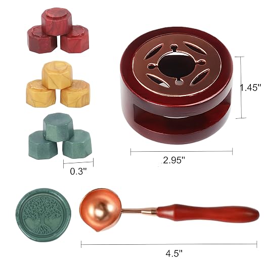 Wax Seal Kit, 56 Colors 1456 Pcs Sealing Wax Beads with Melting Warmer Spoon, Candles, Seal Stamp Set for Wedding Invitation, Letter Stamp Sealing and DIY Craft