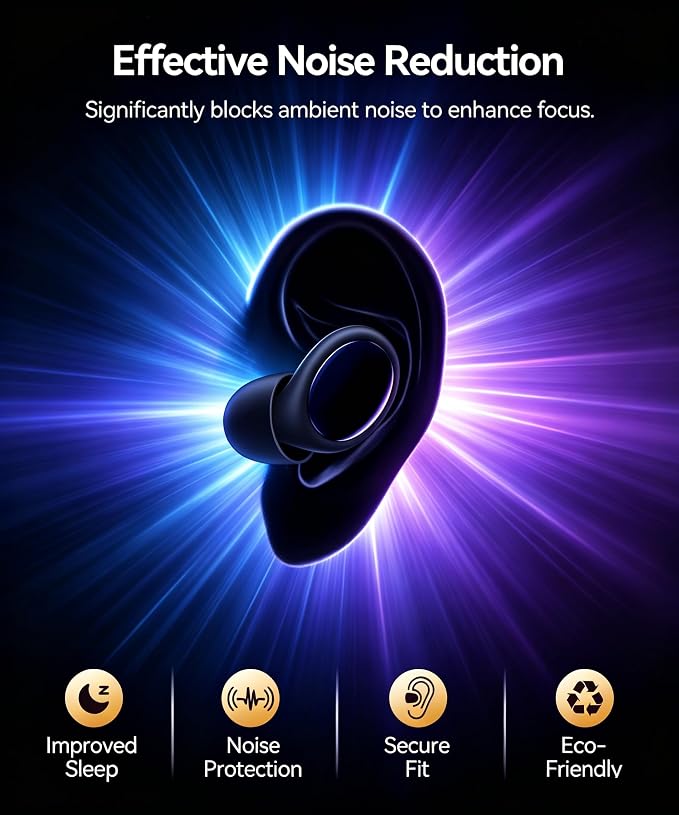 Reusable Silicone Ear Plugs for Sleeping, 45dB NRR Noise Reduction Hearing Protection, Super Soft Moldable Putty Earplugs for Side Sleepers, Snoring, Travel, Loud Noise Cancelling for Work & Study