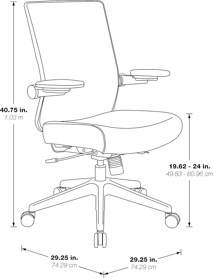 Space Seating 867 Series Adjustable Manager's Chair with Breathable Mesh Back, Lumbar Support and Padded Flip Arms, Black Fabric Seat with Silver Nylon Base