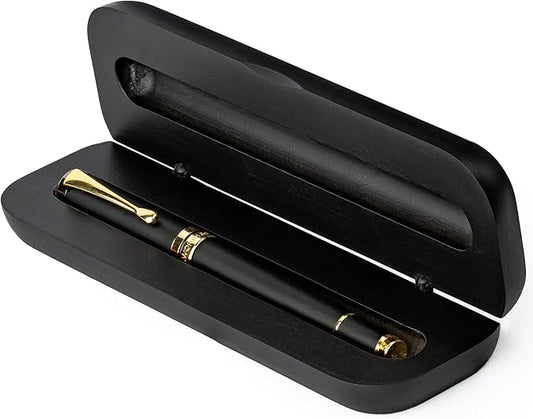 Wordsworth and Black Rollerball Pen-Stunning Luxury Pen Bamboo Blackwood Gold Finish, Refillable, Best Roller Ball Gift Set Pen for Men & Women, Ink Refill, Point Office Pens for Writing