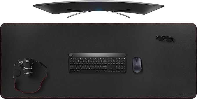 ZORESYN Large Office Desk Pad (63" x 23.6") - Waterproof PU Leather Desk Mat with Non-Slip Base, Oversized Extended Mousepad for Keyboard & Mouse, Black