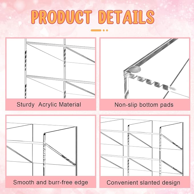 MotiMind Acrylic Pen Organizer Storage for 200 Marker Vertical Marker Organizer Acrylic Pen Display Holder for Office Desk Desktop Stationery Pencil Storage, Clear, 13 x 5 x 10.2 Inch