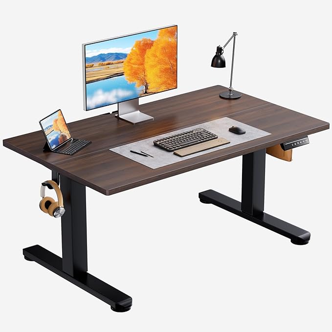ErGear Low Height Adjustable Desk, Lifts 18.9-28.4 Inches, 40 X 24 Inches Electric Standing Desk for Kids, 4 Height Memory Settings & Storage Hooks, Home Office Computer Table & Study Desk, Walnut