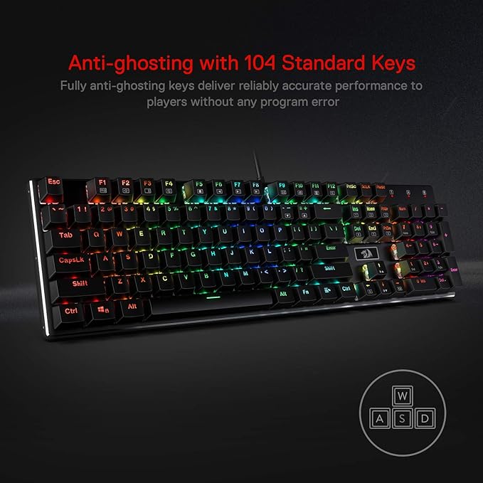 Redragon K556 RGB LED Backlit Wired Mechanical Gaming Keyboard, 104 Keys Hot-Swap Mechanical Keyboard w/Aluminum Base, Upgraded Socket and Noise Absorbing Foams, Soft Tactile Brown Switch