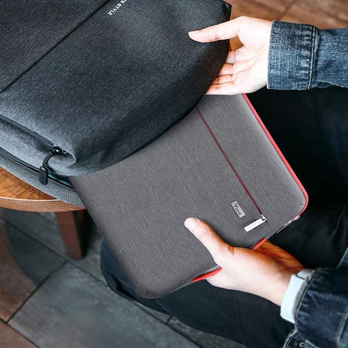 Voova Laptop Sleeve Case 14 15 Inch with Handle, 360° Protective Waterproof Slim Computer Bag Cover Compatible with MacBook Air 15 M2/M3/M4 2024-2025, MacBook Pro 14, Hp Chromebook 14, Grey