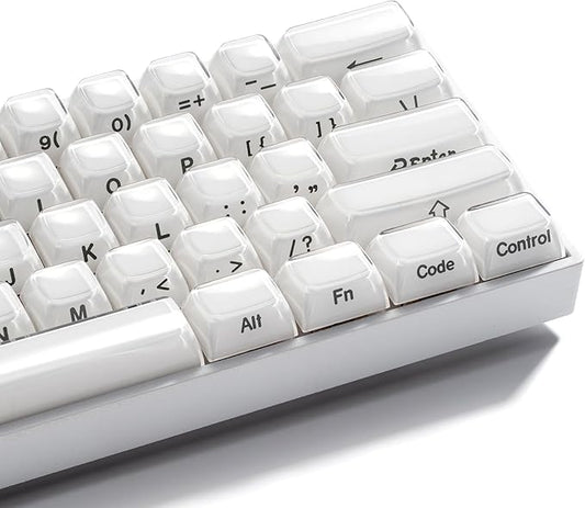 XVX White Keycaps, Crystal Jelly Keyboard Key caps OEM Profile Side Printed Keycap Set Compatible with 61/68/84/87/98/100 ANSI Layout MX Switches Mechanical Keyboard